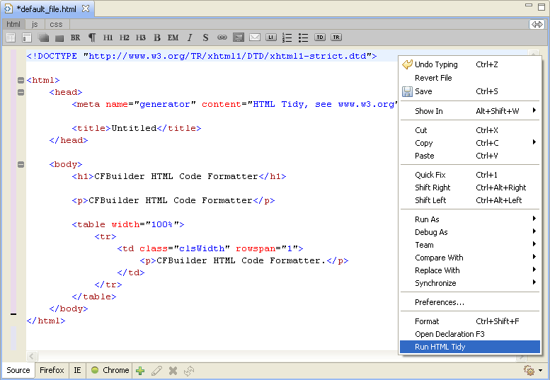 HTML Tidy Code Formatter